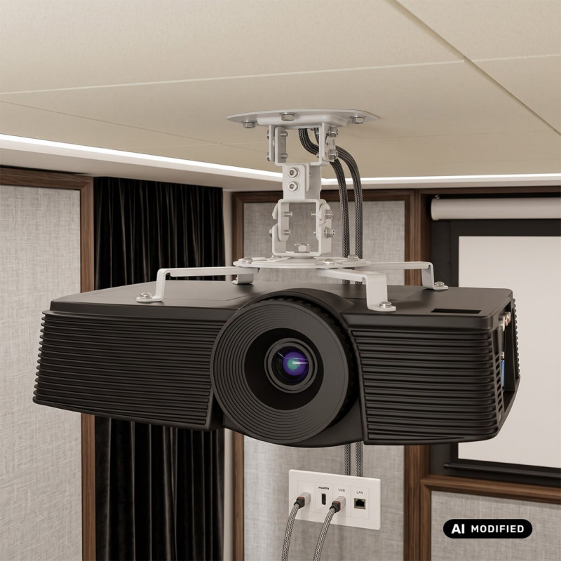 Maclean MC-200 W ceiling mount for projectors, steel, 54–320 mm, up to 13.5 kg, white