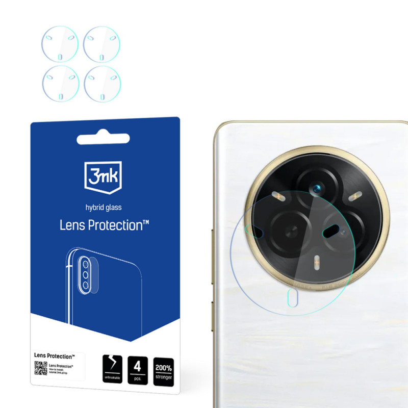 3MK Lens Protection hybrid glass camera lens protector for Realme 14 Pro (4 pcs)