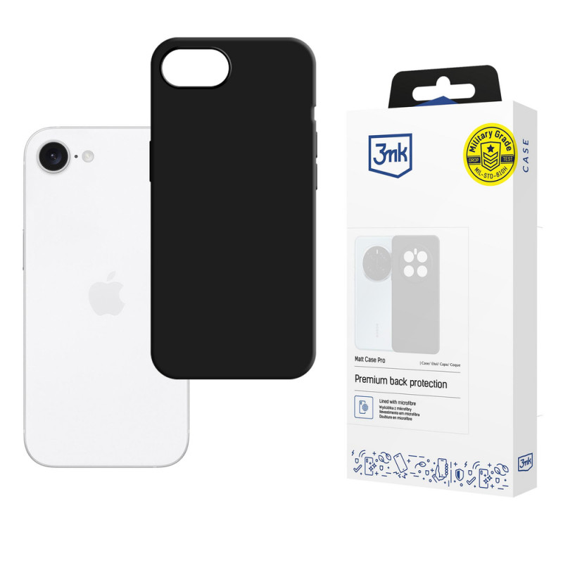 3MK Matt Case Pro for Apple iPhone 16e / 17e, black
