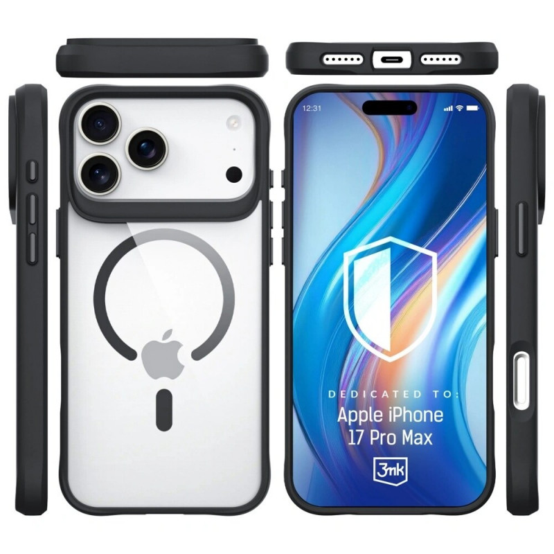 3mk Satin Armor MagCase case for Apple iPhone 17 Pro Max, transparent black