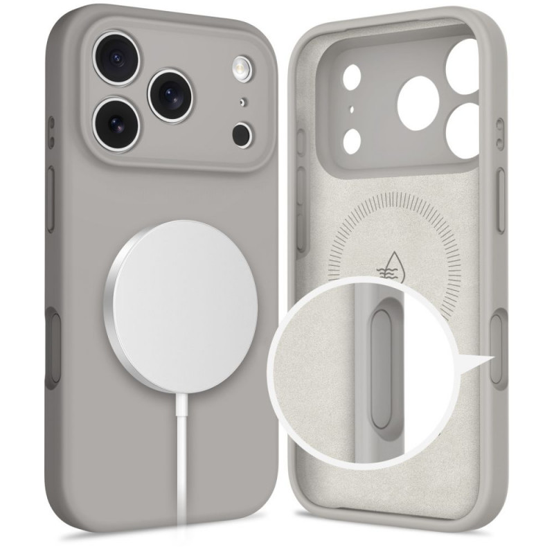 Tech-Protect Silicone MagSafe case for Apple iPhone 17 Pro, stone grey