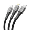 Tech-Protect UltraBoost DNA 3-in-1 cable USB-A to Lightning / USB-C / Micro-USB, 3 A, 120 cm, iron grey