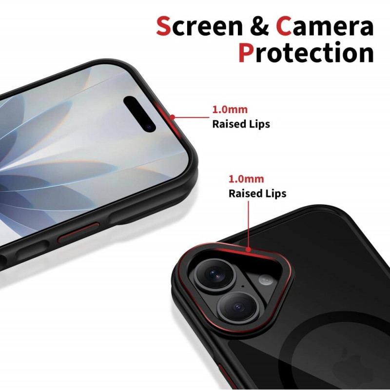 Tech-Protect MagHybrid MagSafe case for Apple iPhone 17, black/red
