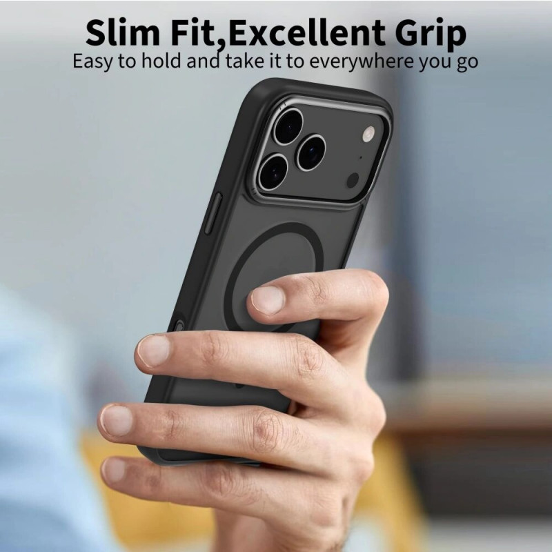 Tech-Protect MagEdge MagSafe case for Apple iPhone 17 Pro Max, matte black/dark metal grey