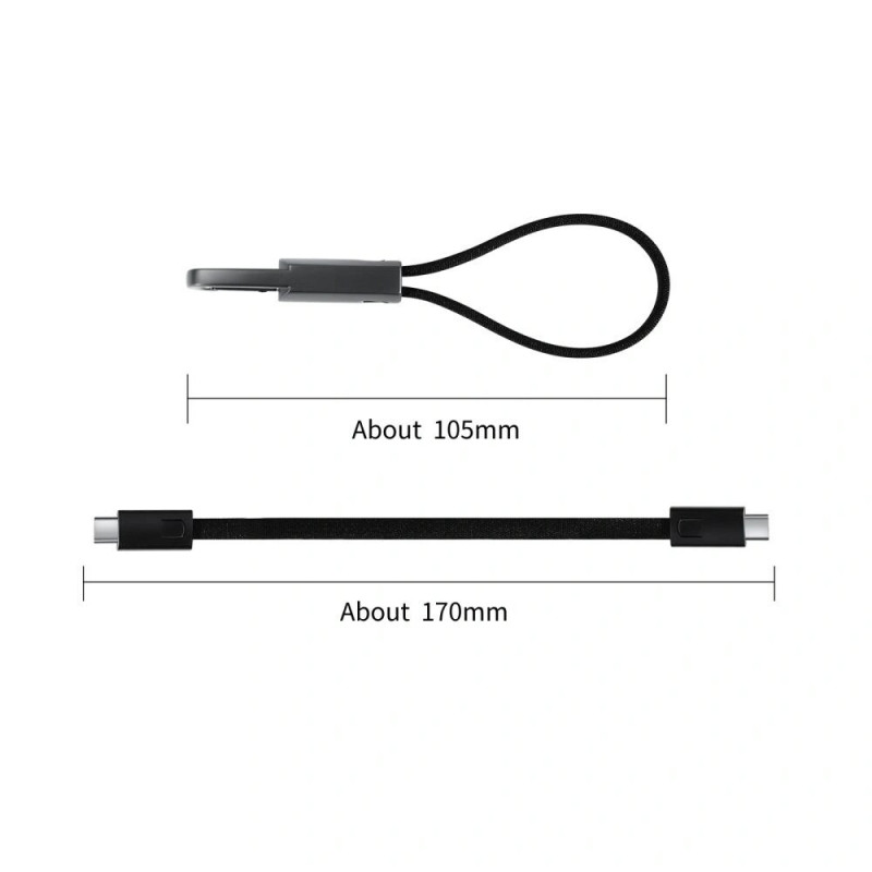 Tech-Protect Ultraboost DNA keychain USB-C / USB-C cable PD 60W / 3A, 17 cm, iron grey