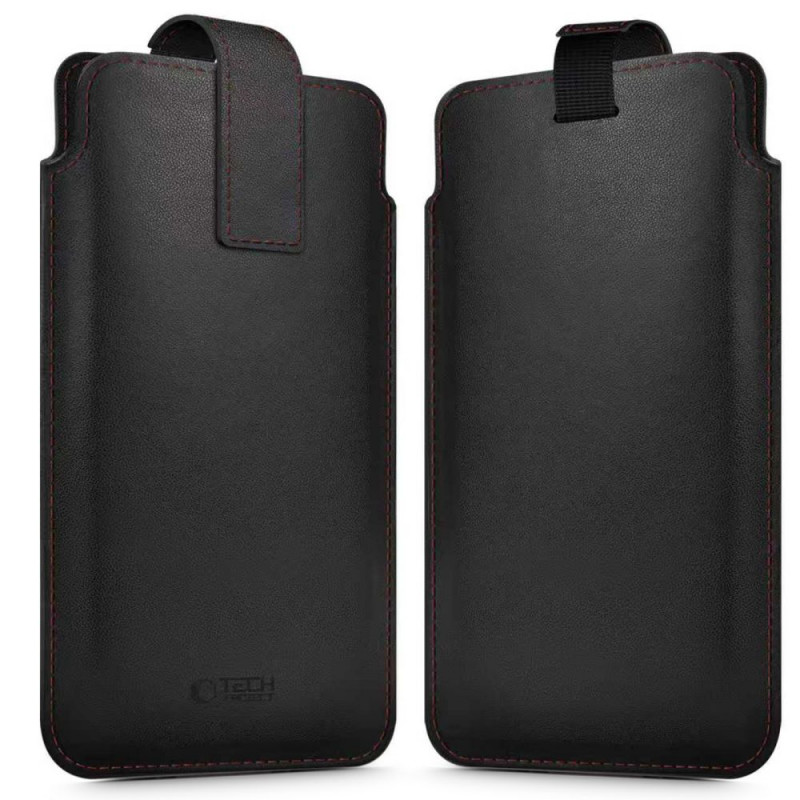 Tech-Protect SM65 universal phone pouch, 6.0-6.9 inch, eco-leather, black and red