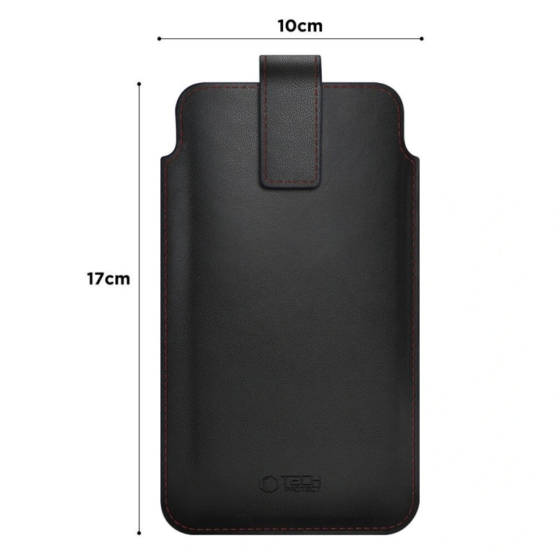 Tech-Protect SM65 universal phone pouch, 6.0-6.9 inch, eco-leather, black and red