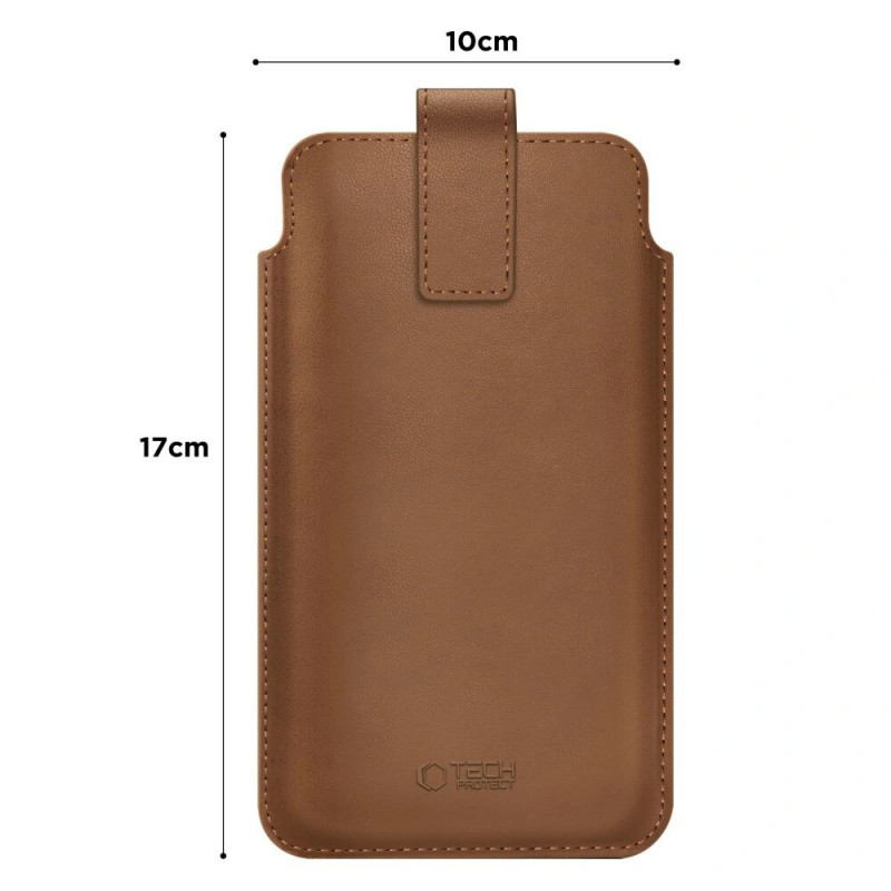 Tech-Protect SM65 universal phone pouch, 6.0-6.9 inch, eco-leather, brown