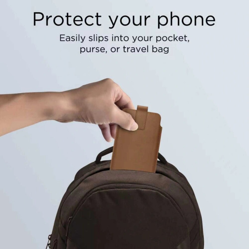 Tech-Protect SM65 universal phone pouch, 6.0-6.9 inch, eco-leather, brown