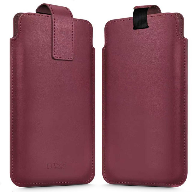 Tech-Protect SM65 universal phone pouch, 6.0-6.9 inch, eco-leather, burgundy