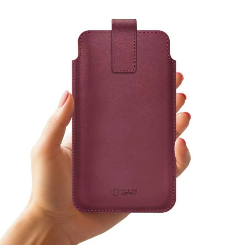 Tech-Protect SM65 universal phone pouch, 6.0-6.9 inch, eco-leather, burgundy