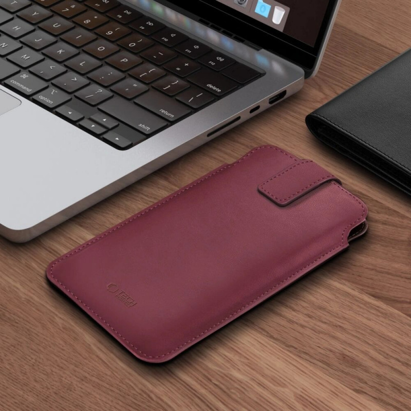 Tech-Protect SM65 universal phone pouch, 6.0-6.9 inch, eco-leather, burgundy
