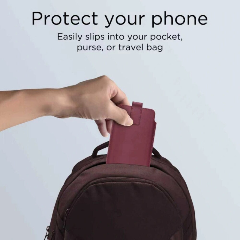 Tech-Protect SM65 universal phone pouch, 6.0-6.9 inch, eco-leather, burgundy