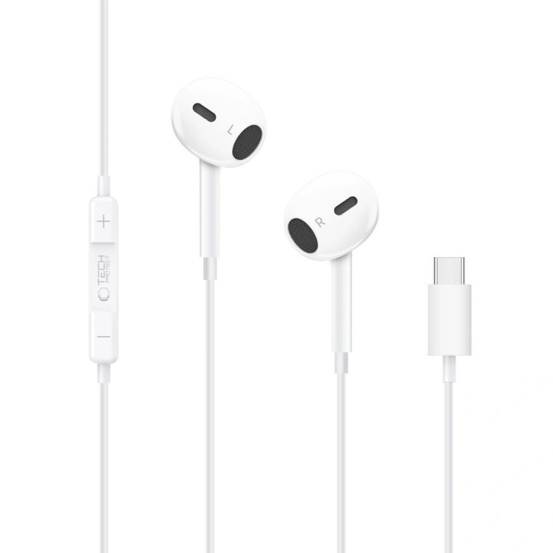 Tech-Protect Ultraboost Core G2 USB-C earphones, white