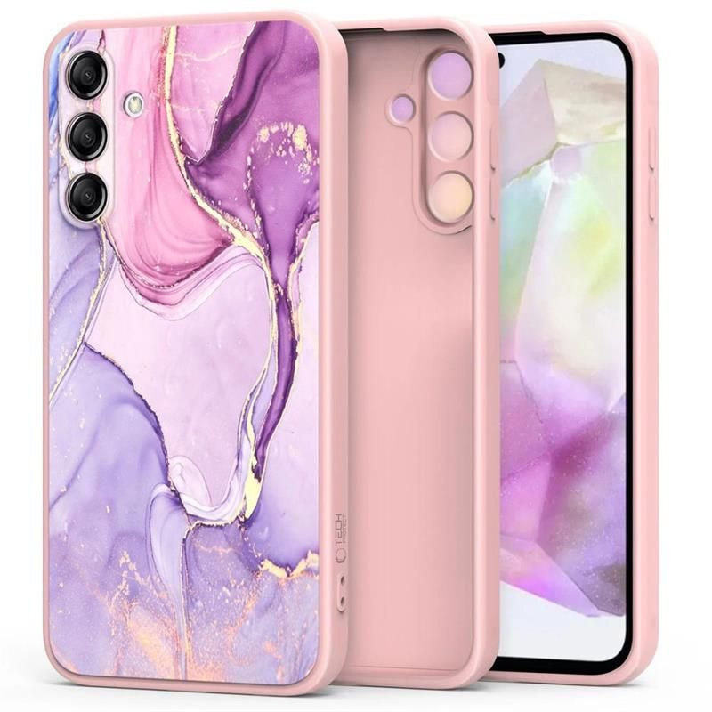Tech-Protect Icon silicone case for Samsung Galaxy S25 FE, marble, pink