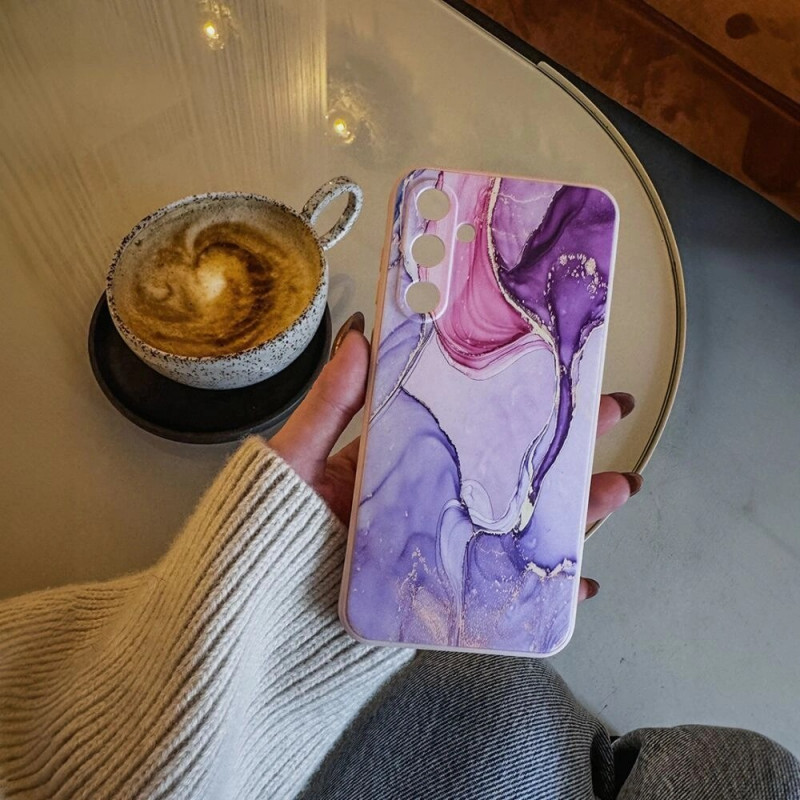 Tech-Protect Icon silicone case for Samsung Galaxy S25 FE, marble, pink