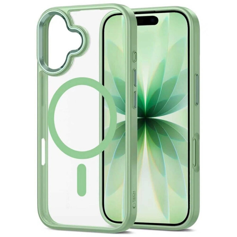 Tech-Protect MagMat MagSafe case for Apple iPhone 17, sage/clear