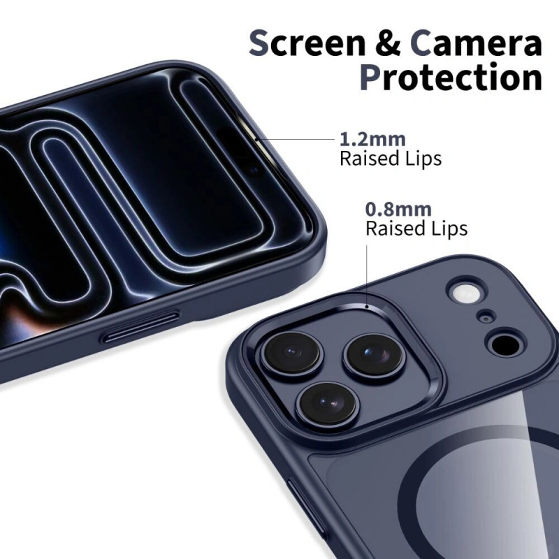 Tech-Protect MagMat MagSafe case for Apple iPhone 17 Pro, deep blue/clear