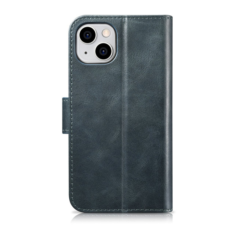 iCarer Oil Wax Wallet Case 2in1 leather flip case for iPhone 14 Plus, Anti-RFID, blue (WMI14220723-BU)