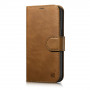 iCarer Oil Wax Wallet Case 2in1 leather flip case for iPhone 14 Plus, Anti-RFID, brown (WMI14220723-TN)