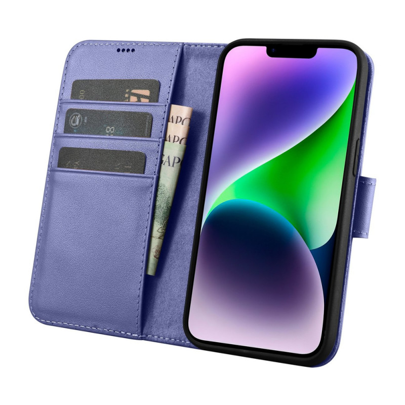 iCarer Wallet Case 2in1 leather flip case for iPhone 14 Plus, Anti-RFID, light purple (WMI14220727-LP)