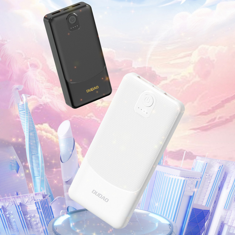 Dudao K10 10000 mAh power bank, 2 x USB-A, 2.4 A, white