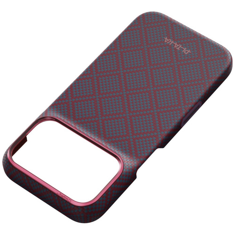 PITAKA Edge Case Argyle MagSafe case for Apple iPhone 18 Pro / 17 Pro, blue-red