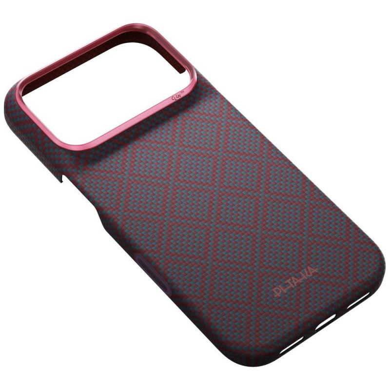 PITAKA Edge Case Argyle MagSafe case for Apple iPhone 18 Pro / 17 Pro, blue-red