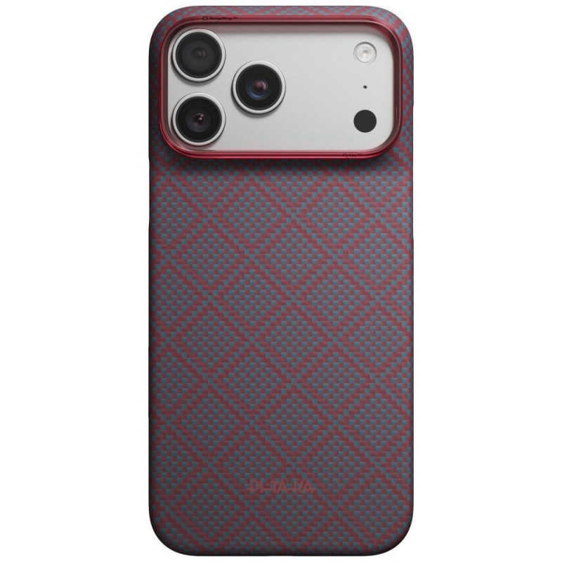 PITAKA Edge Case Argyle MagSafe case for Apple iPhone 18 Pro Max / 17 Pro Max, blue-red