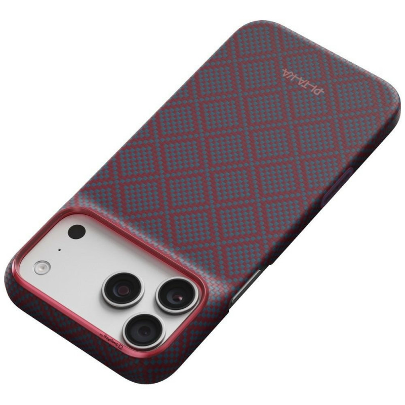 PITAKA Edge Case Argyle MagSafe case for Apple iPhone 18 Pro Max / 17 Pro Max, blue-red