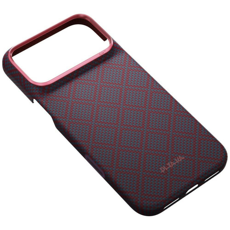 PITAKA Edge Case Argyle MagSafe case for Apple iPhone 18 Pro Max / 17 Pro Max, blue-red
