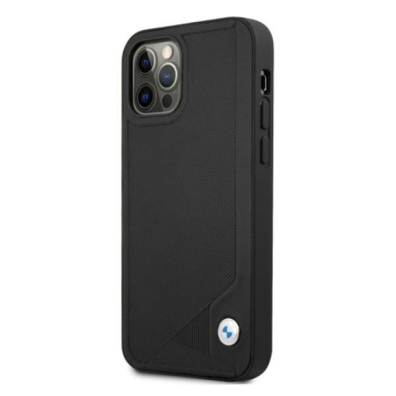 BMW BMHCP12LRCDPK Apple iPhone 12 Pro Max hardcase Leather Deboss, Black
