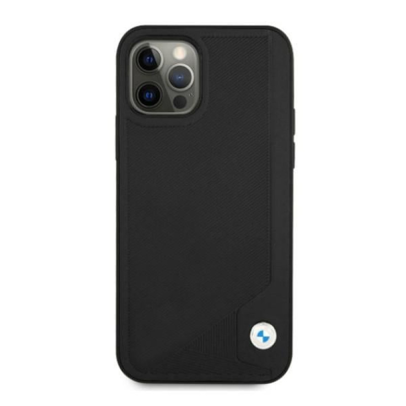 BMW BMHCP12LRCDPK Apple iPhone 12 Pro Max hardcase Leather Deboss, Black