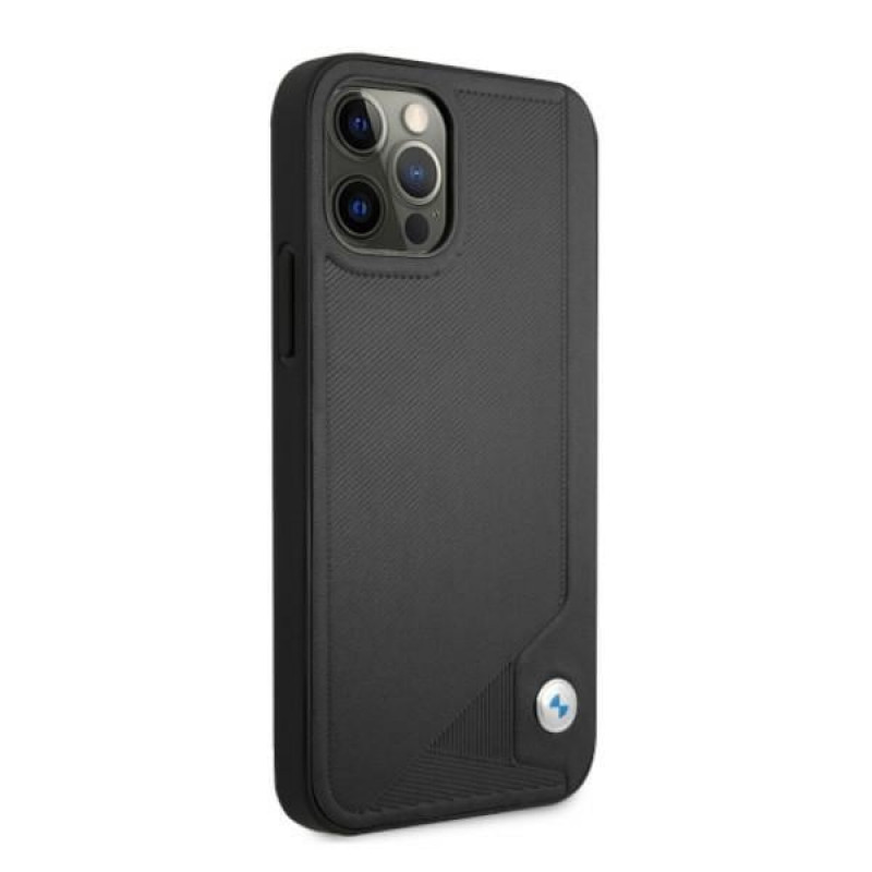 BMW BMHCP12LRCDPK Apple iPhone 12 Pro Max hardcase Leather Deboss, Black