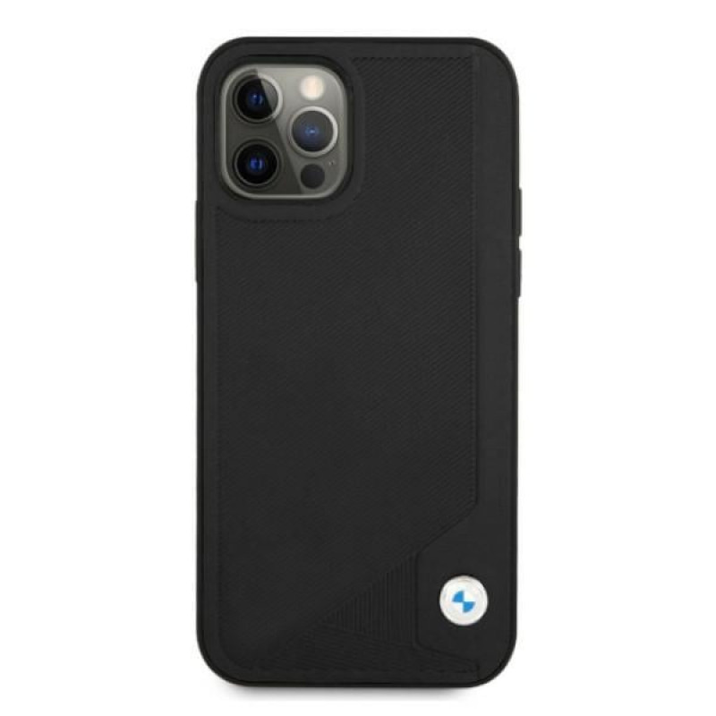 BMW BMHCP12MRCDPK Apple iPhone 12 / 12 Pro hardcase Leather Deboss, Black