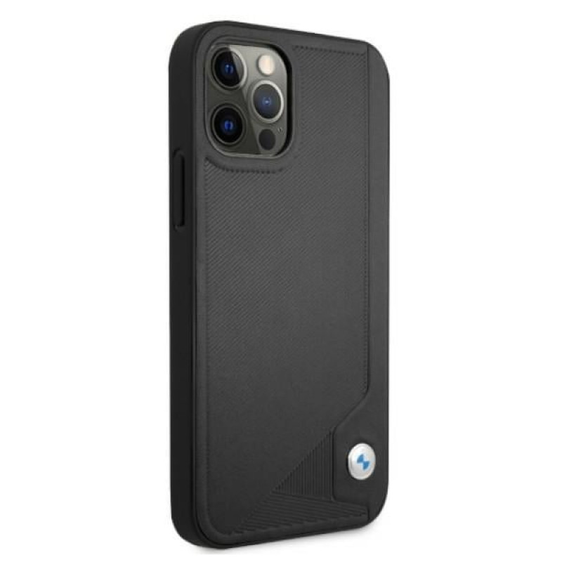 BMW BMHCP12MRCDPK Apple iPhone 12 / 12 Pro hardcase Leather Deboss, Black