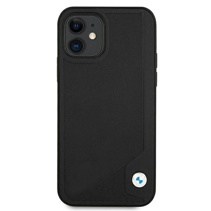 BMW BMHCP12SRCDPK Apple iPhone 12 mini hardcase Leather Deboss, Black
