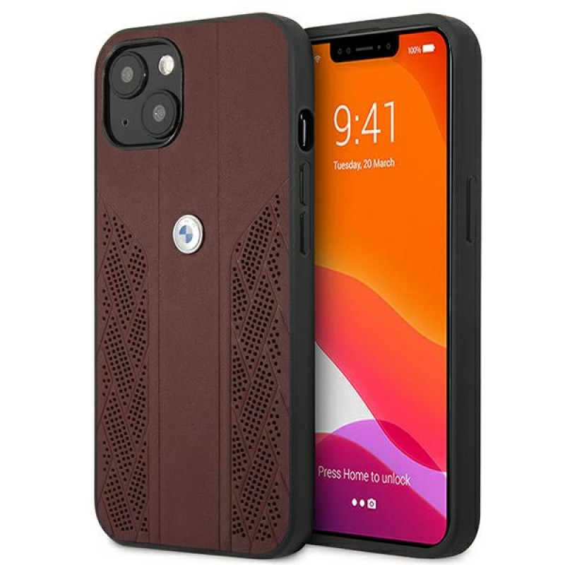BMW BMHCP13SRSPPR Apple iPhone 13 mini hardcase Leather Curve Perforate, Red