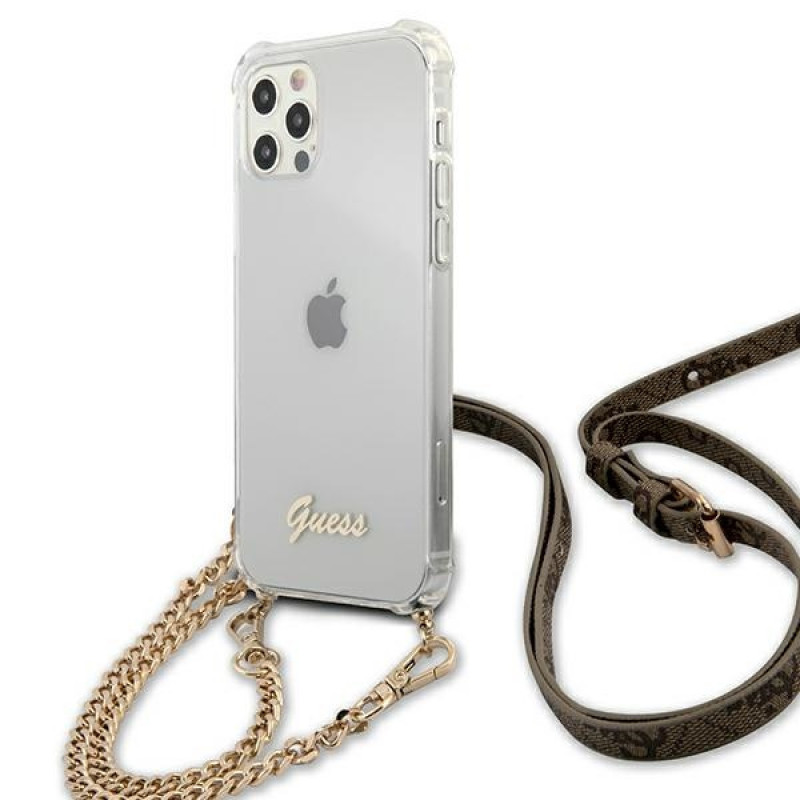 Guess GUHCP12MKC4GSGO Apple iPhone 12 / 12 Pro hardcase 4G Gold Chain, Transparent
