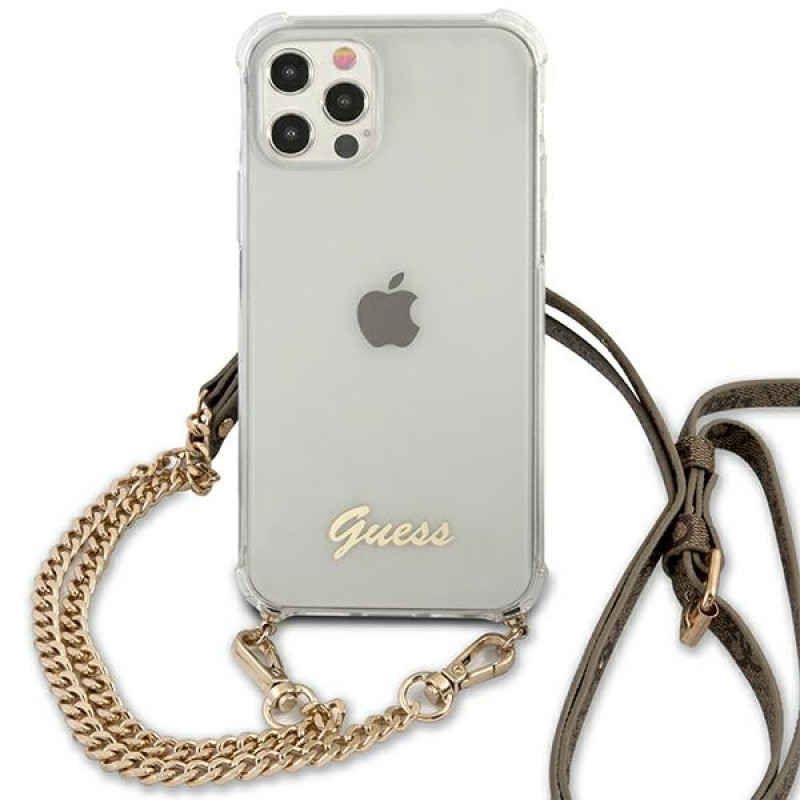 Guess GUHCP12MKC4GSGO Apple iPhone 12 / 12 Pro hardcase 4G Gold Chain, Transparent