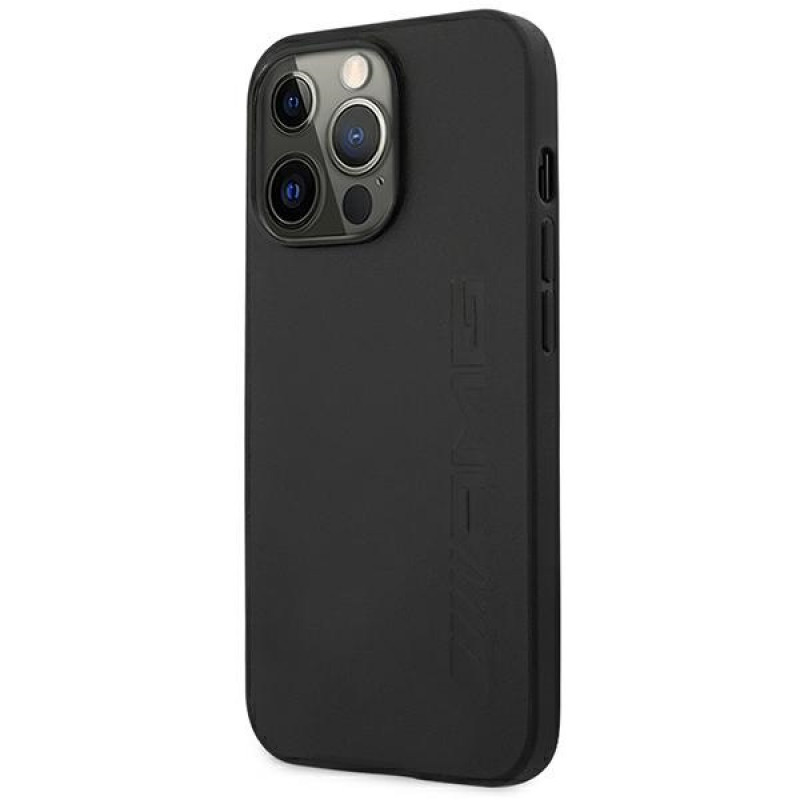 Mercedes-AMG AMHCP14LDOLBK Apple iPhone 14 Pro hardcase, Leather Hot Stamped, black