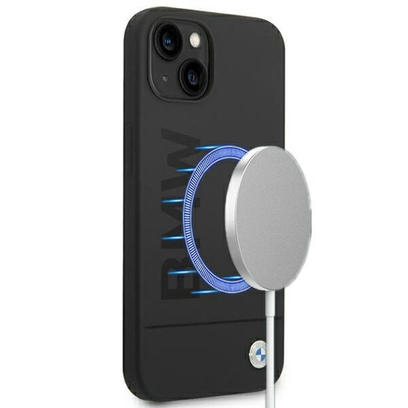 BMW BMHMP14MSLBLBK Apple iPhone 14 Plus / 15 Plus hardcase, Silicone Signature Logo MagSafe, black