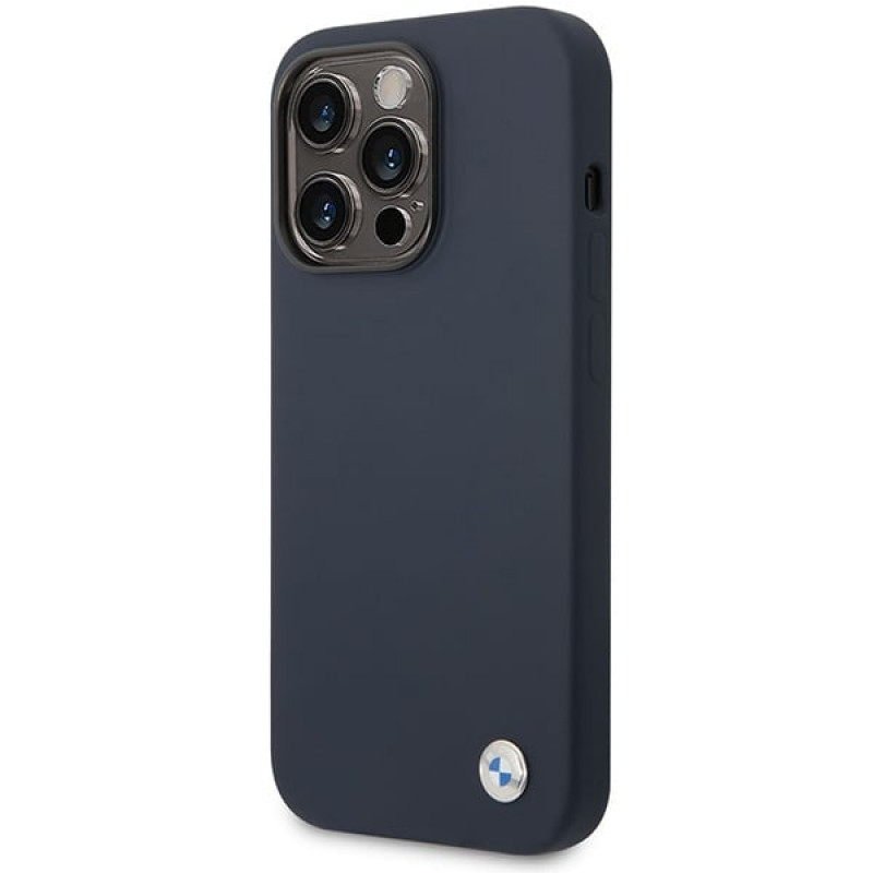 BMW BMHMP14XSILNA Apple iPhone 14 Pro Max case, Silicone Metal Logo MagSafe, navy