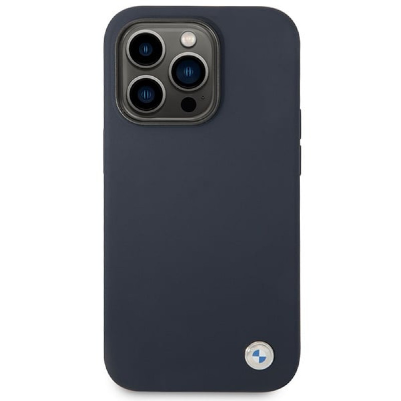 BMW BMHMP14XSILNA Apple iPhone 14 Pro Max case, Silicone Metal Logo MagSafe, navy