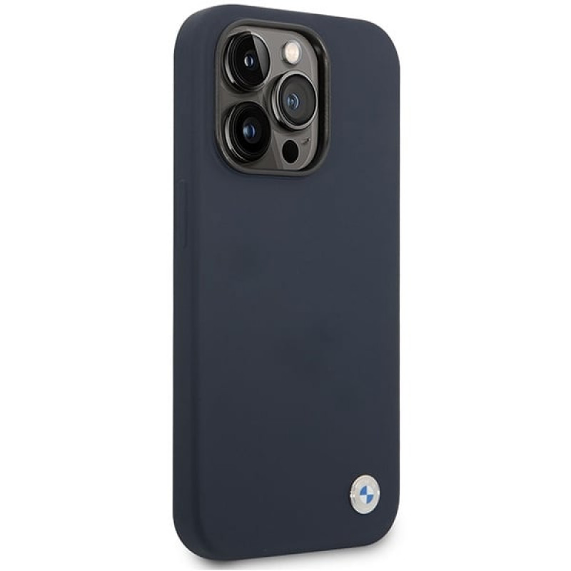 BMW BMHMP14XSILNA Apple iPhone 14 Pro Max case, Silicone Metal Logo MagSafe, navy