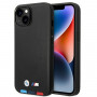 BMW BMHMP14S22PTDK Apple iPhone 14 case, Leather Stamp Tricolor MagSafe, black