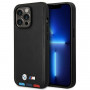 BMW BMHMP14X22PTDK Apple iPhone 14 Pro Max case, Leather Stamp Tricolor MagSafe, black