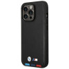 BMW BMHMP14X22PTDK Apple iPhone 14 Pro Max case, Leather Stamp Tricolor MagSafe, black