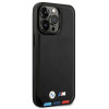 BMW BMHMP14X22PTDK Apple iPhone 14 Pro Max case, Leather Stamp Tricolor MagSafe, black