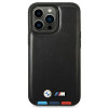 BMW BMHMP14L22PTDK Apple iPhone 14 Pro case, Leather Stamp Tricolor MagSafe, black